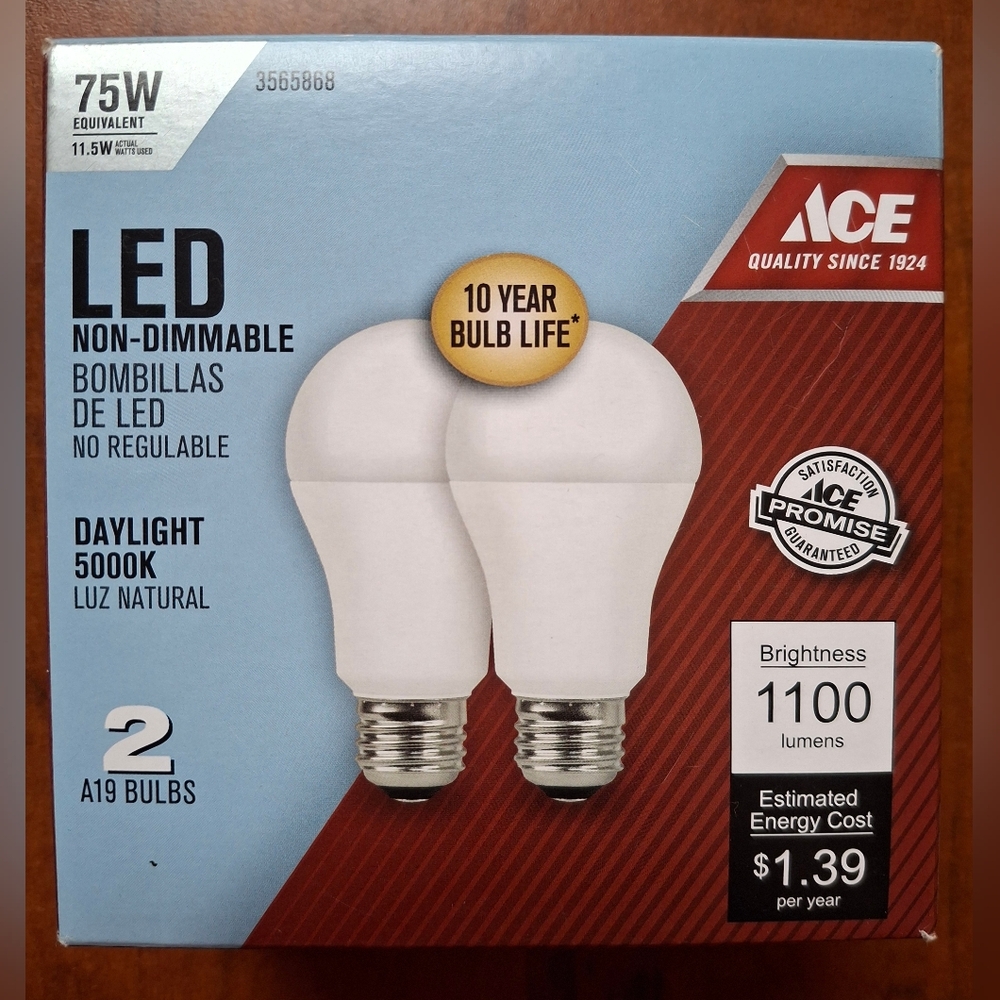 Ace A19 E26 LED Daylight 75W Equivalence